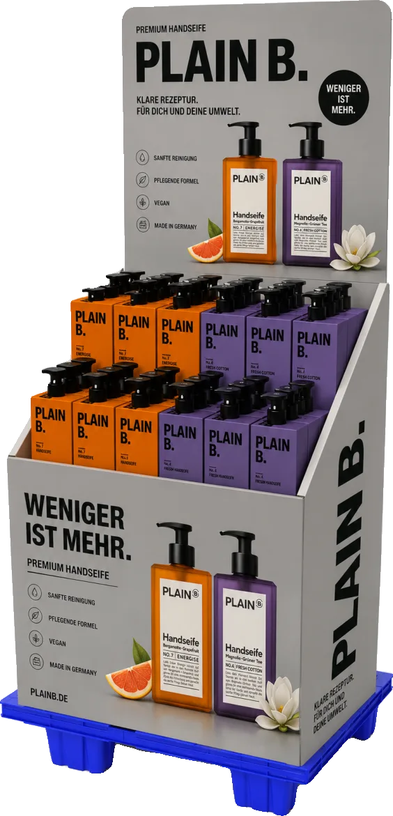Plain B. Palettendisplay für Premium-Handseife